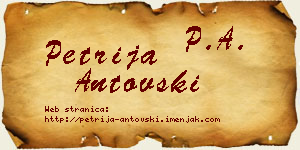 Petrija Antovski vizit kartica